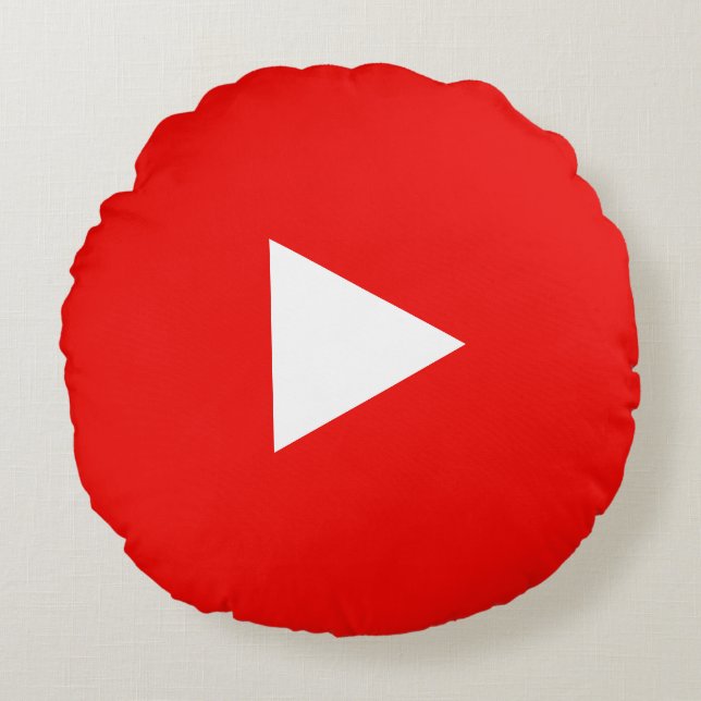 Coussins Ronds Bouton YouTube Play Rouge (Devant)