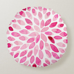 Coussins Ronds Boutons de brosse couleur aquarelle - palette rose