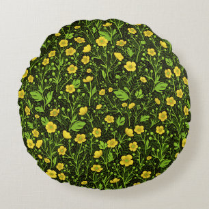 Coussins Ronds Boutons sur noir