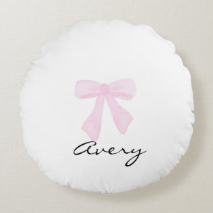 Coussins Ronds Bow aquarelle rose personnalisée
