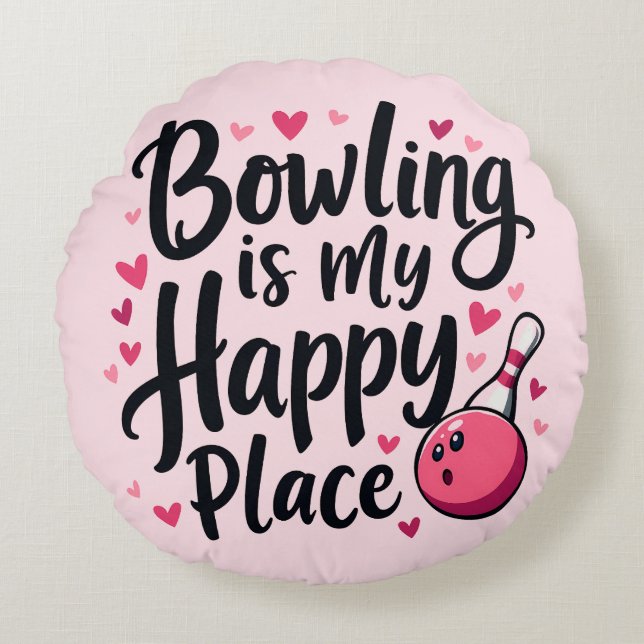 Coussins Ronds Bowling Lover Cute Retro Aesthetic Sports Design (Devant)