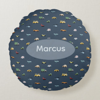 Coussins Ronds Boys Cute Transport Voiture Motif monogramme Enfan