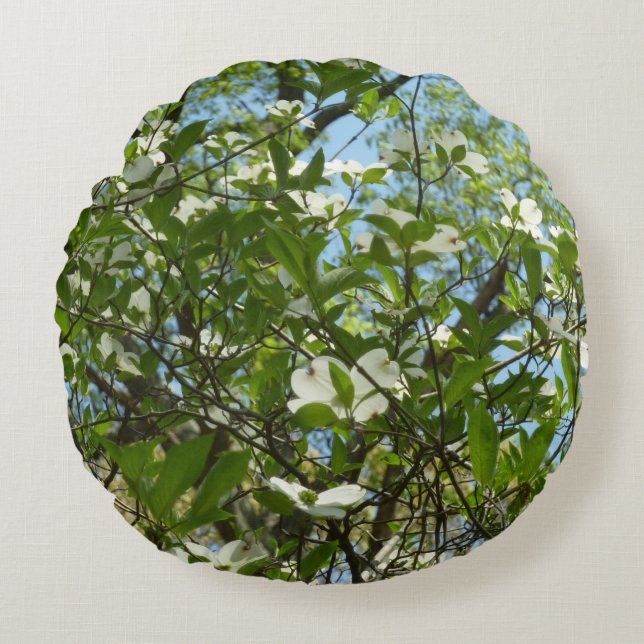 Coussins Ronds Branche of Dogwood Blossoms Spring Trees (Devant)