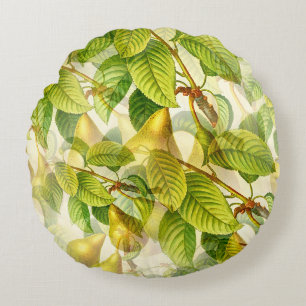 Coussins Ronds Branches de poires et Motif de poires