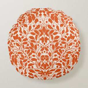 Coussins Ronds Branches et feuilles de chêne, motif damassé dans
