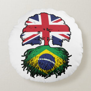 Coussins Ronds Brésil Brésil Britanniques Royaume-Uni drapeau des