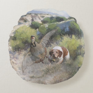 Coussins Ronds Bretagne Espagnol chasse perdrix chukar, Art