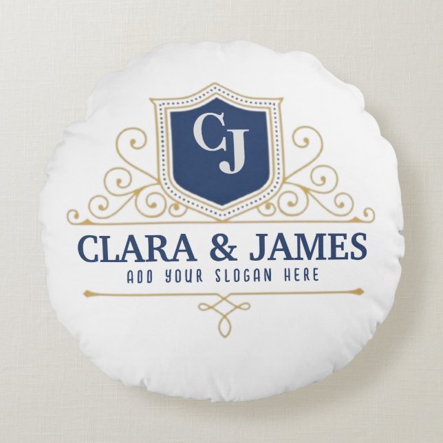 Coussins Ronds Bride And Groom Monogram Names Elegant Weeding (Devant)