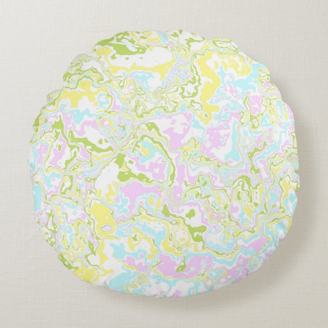 Coussins Ronds Bright Coloré Pastel Trippy Retro Boho Marble (Devant)