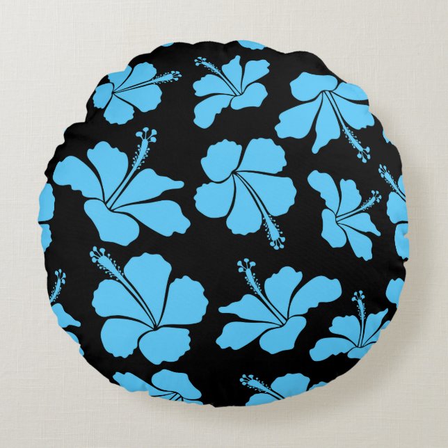 Coussins Ronds Bright hawaiian seamless pattern with tropical hib (Devant)