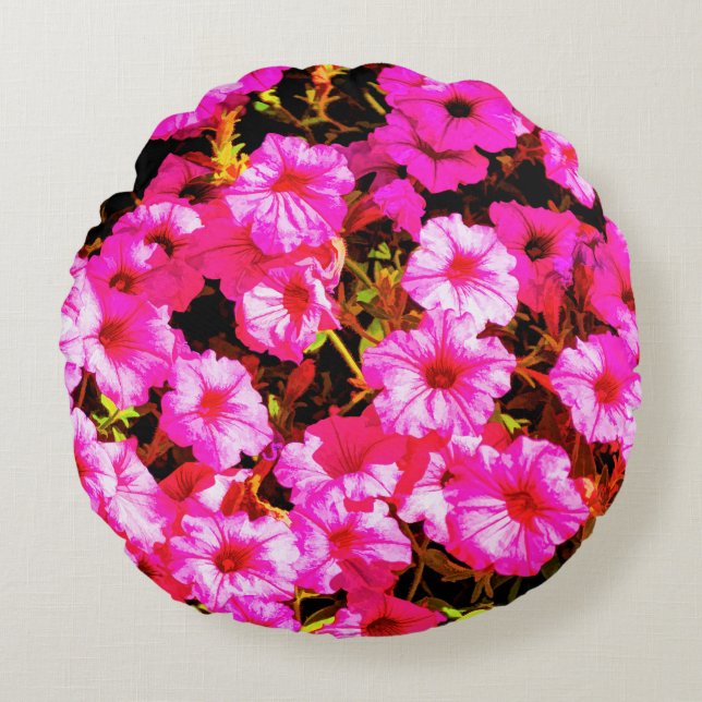 Coussins Ronds Bright Red Petunias (Devant)