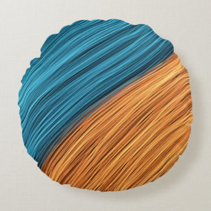 Coussins Ronds Brins de lumière néon vibrants de bleu et d'orange