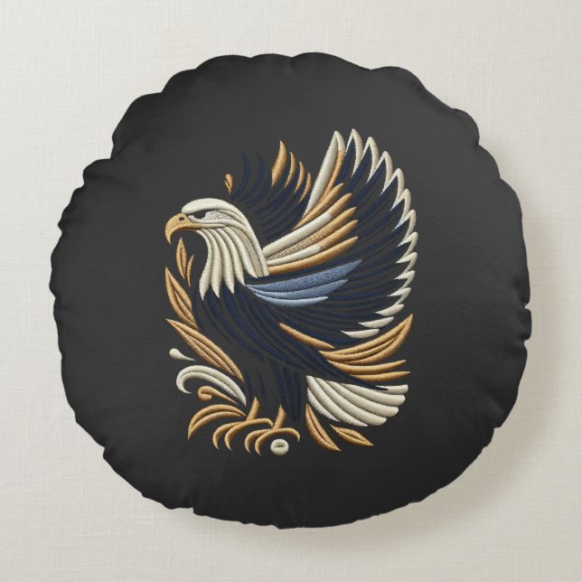 Coussins Ronds Broderie d'aigle Majestic | Bold Patriotique (Devant)