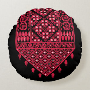 Coussins Ronds Broderie palestinienne Tatreez design imprimé
