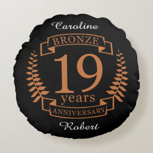 Coussins Ronds Bronze anniversaire traditionnel mariage 19 ans