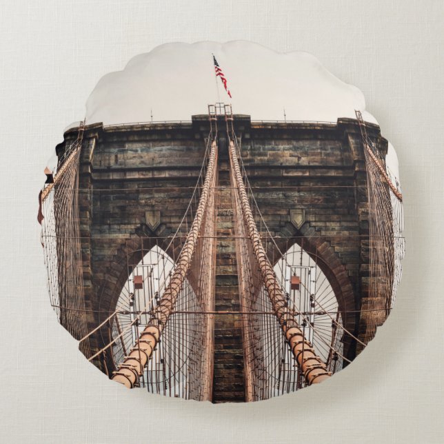 Coussins Ronds Brooklyn Bridge en New Yorkabstract, amérique, ame (Devant)