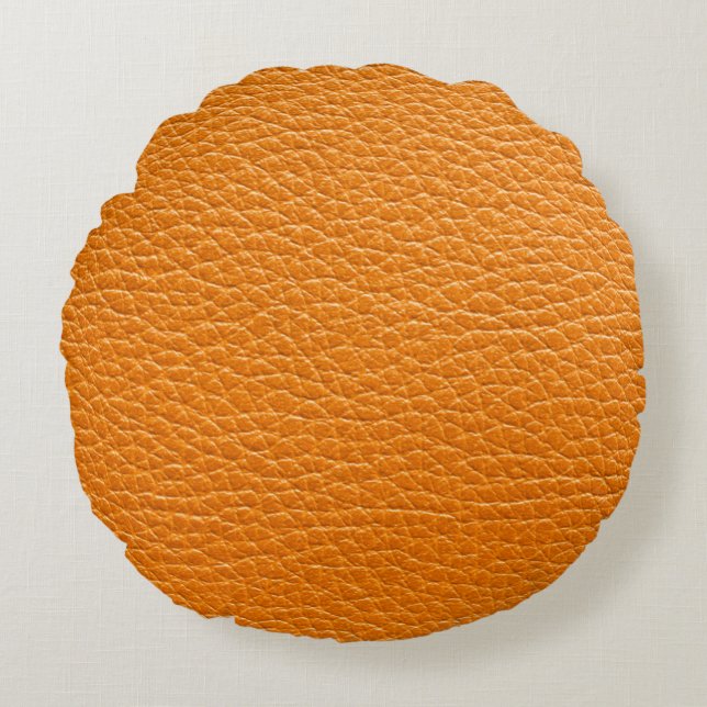 Coussins Ronds Brown cuir texture closeup (Devant)