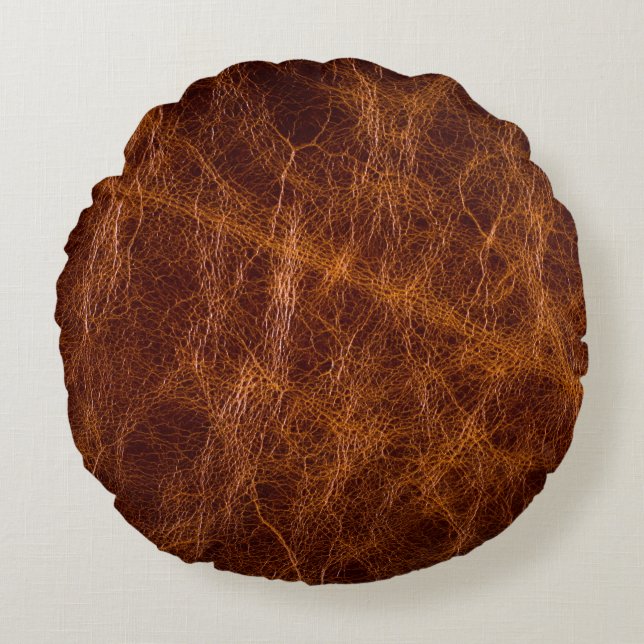 Coussins Ronds Brown cuir textureabstrait, art, artificiel, dos (Devant)