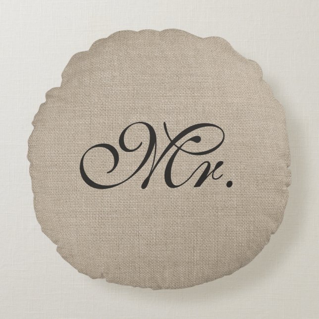 Coussins Ronds Brown foncé M. Burlap Oreiller rond (Devant)