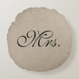 Coussins Ronds Brown foncé Mme Burlap Oreiller rond
