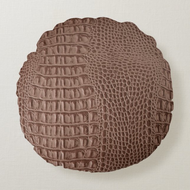 Coussins Ronds Brown leather texture background close up macroski (Devant)
