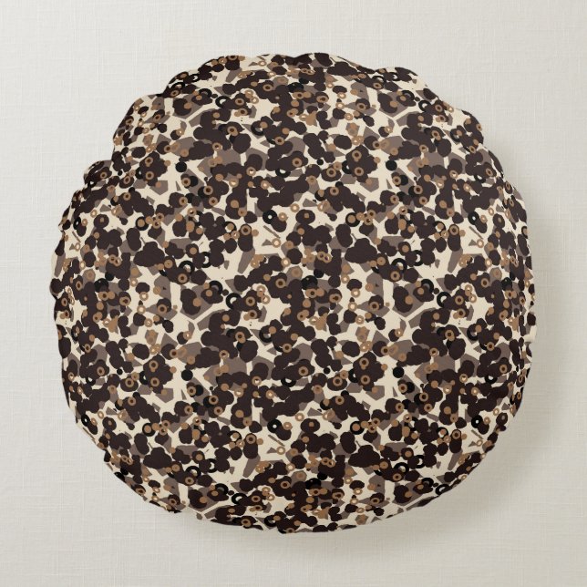 Coussins Ronds brun beige marron abstrait (Devant)