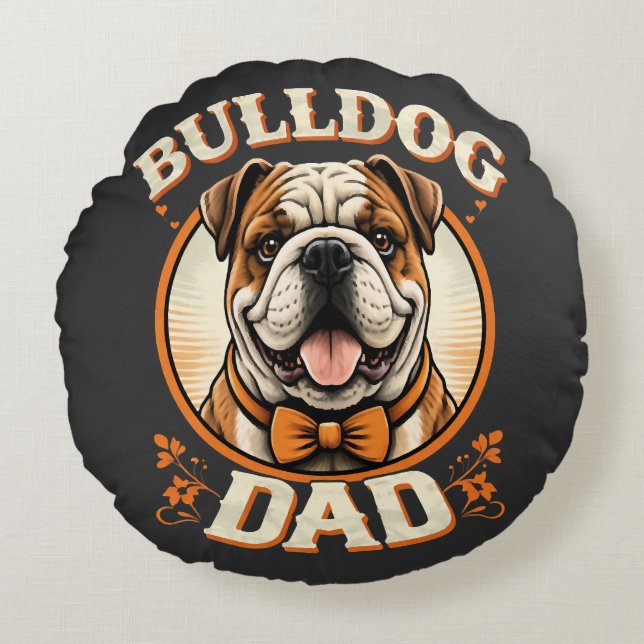 Coussins Ronds Bulldog Dad – Cute Vintage Bulldog Father’s Day (Devant)