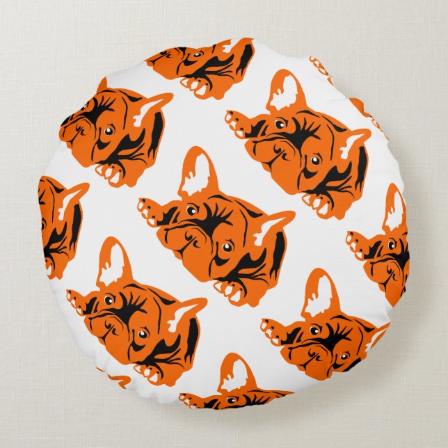 Coussins Ronds Bulldog français orange (Dos)