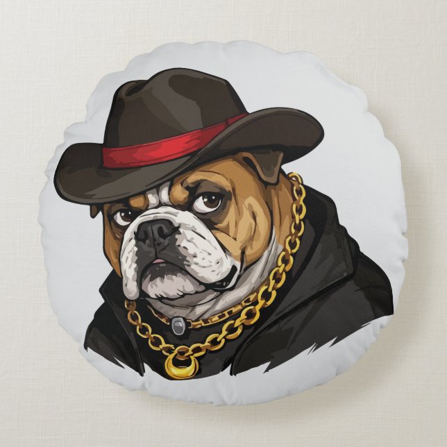 Coussins Ronds Bulldog Stylé (Devant)