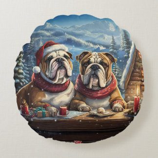 Coussins Ronds Bulldogs Conception de vacances par Rich AMeN Gill