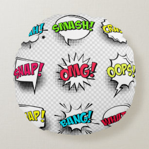 Coussins Ronds Bulles de discours comiques avec ombre et texte mi