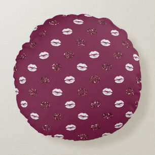 Coussins Ronds Burgundy rose Parties scintillant rouge blanc Bais