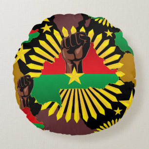 Coussins Ronds Burkina Faso Carte, drapeau et première révolution
