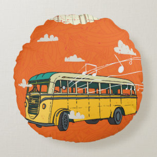 Coussins Ronds Bus vintage : Arrière-plan de la texture des nuage