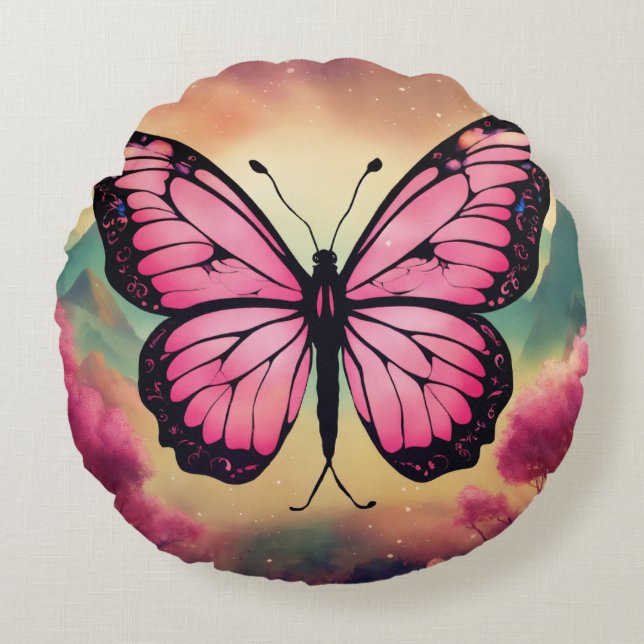 Coussins Ronds Butterfly Logo Round Throw Pillow (Devant)
