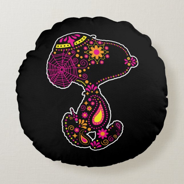 Coussins Ronds cacahuètes | Jour décoré du chien (Devant)