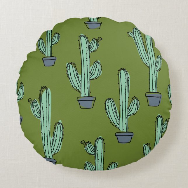 Coussins Ronds Cactus en pots (Devant)