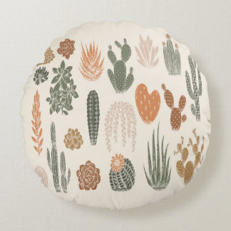 Coussins Ronds Cactus et succulent motif sans soudure