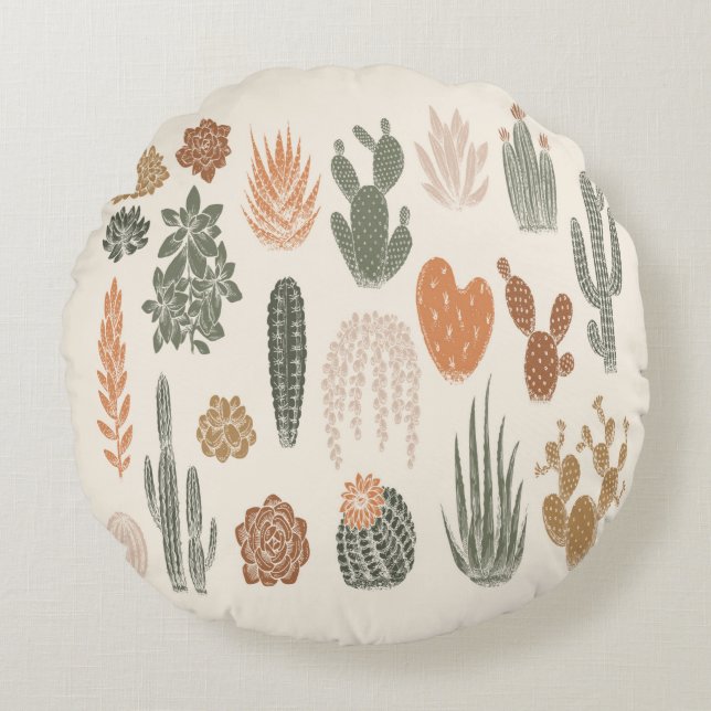 Coussins Ronds Cactus et succulent motif sans soudure (Devant)