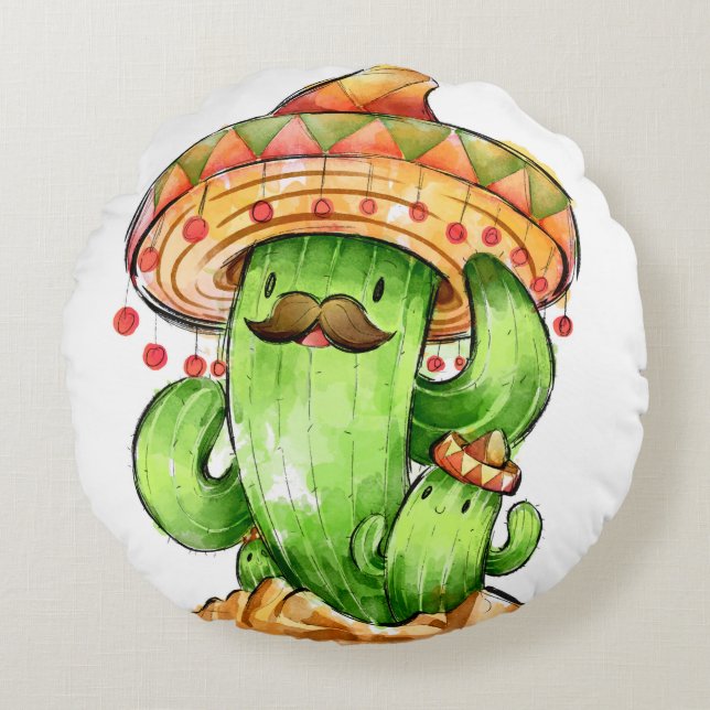 Coussins Ronds Cactus mignon (Devant)