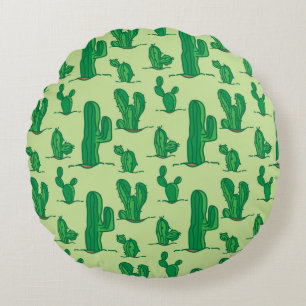 Coussins Ronds cactus pattern. hand drawing pattern. seamless han