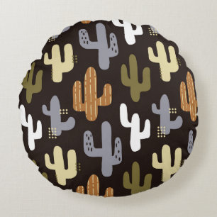Coussins Ronds Cactus scandinaves, arrière - plan vintage sans so
