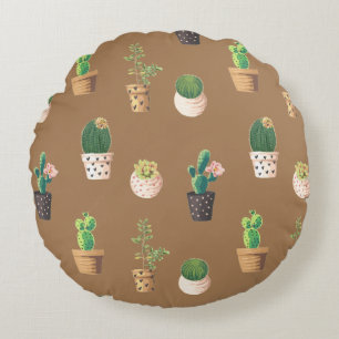 Coussins Ronds Cactus Succulents à Dessrt Vert dans les pots