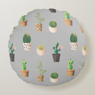 Coussins Ronds Cactus Succulents à Dessrt Vert dans les pots