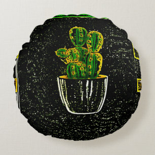 Coussins Ronds Cactus tirés