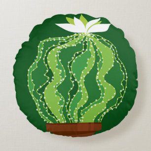 Coussins Ronds Cactus vert : motif abstrait naturel.