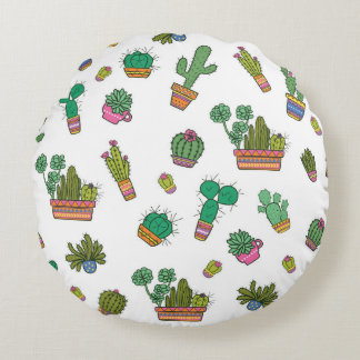 Coussins Ronds Cactus vintages : Design Motif sans couture.