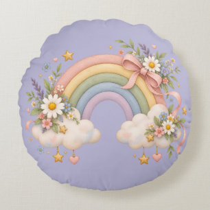 Coussins Ronds Cadeau Arc-en-ciel à l'aquarelle – Nuage Charmant