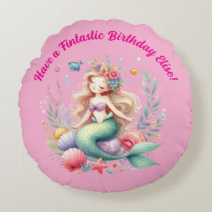 Coussins Ronds Cadeau d'anniversaire Féerique de Sirène aux coule