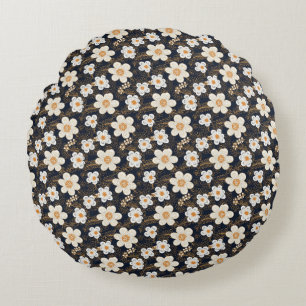 Coussins Ronds Cadeau d'anniversaire Floral blanc et orange san